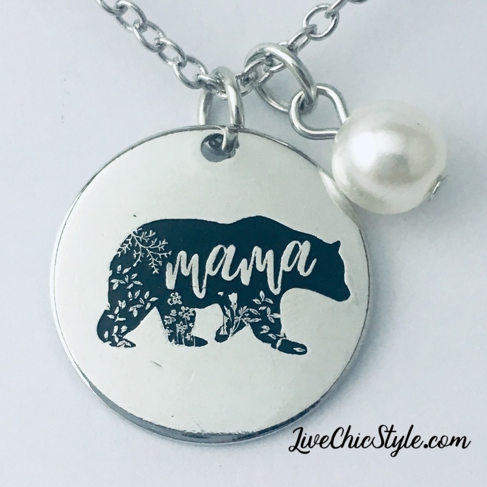 2/$25 Mama Bear Pendant Necklace, Mother's Day Gift